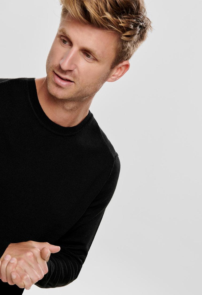 Only & Sons - Tyler 12 m crew neck knit - black