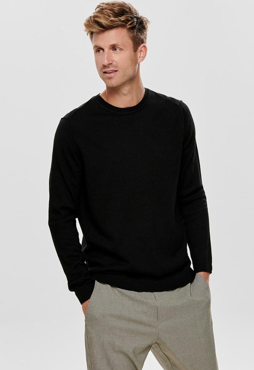 Only & Sons - Tyler 12 m crew neck knit - black