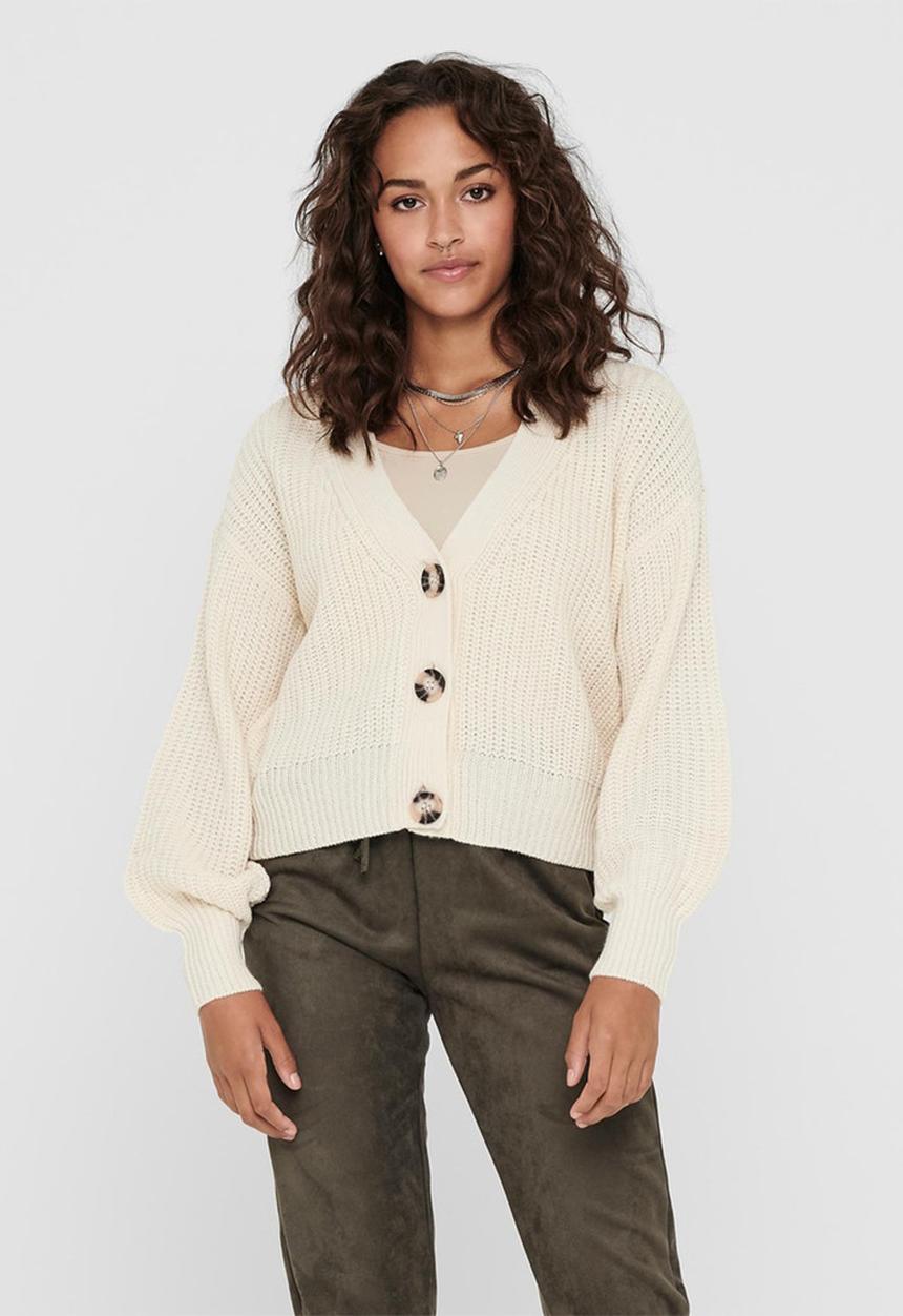 Jacqueline de Yong - Justy long sleeve short cardigan knit - neutral