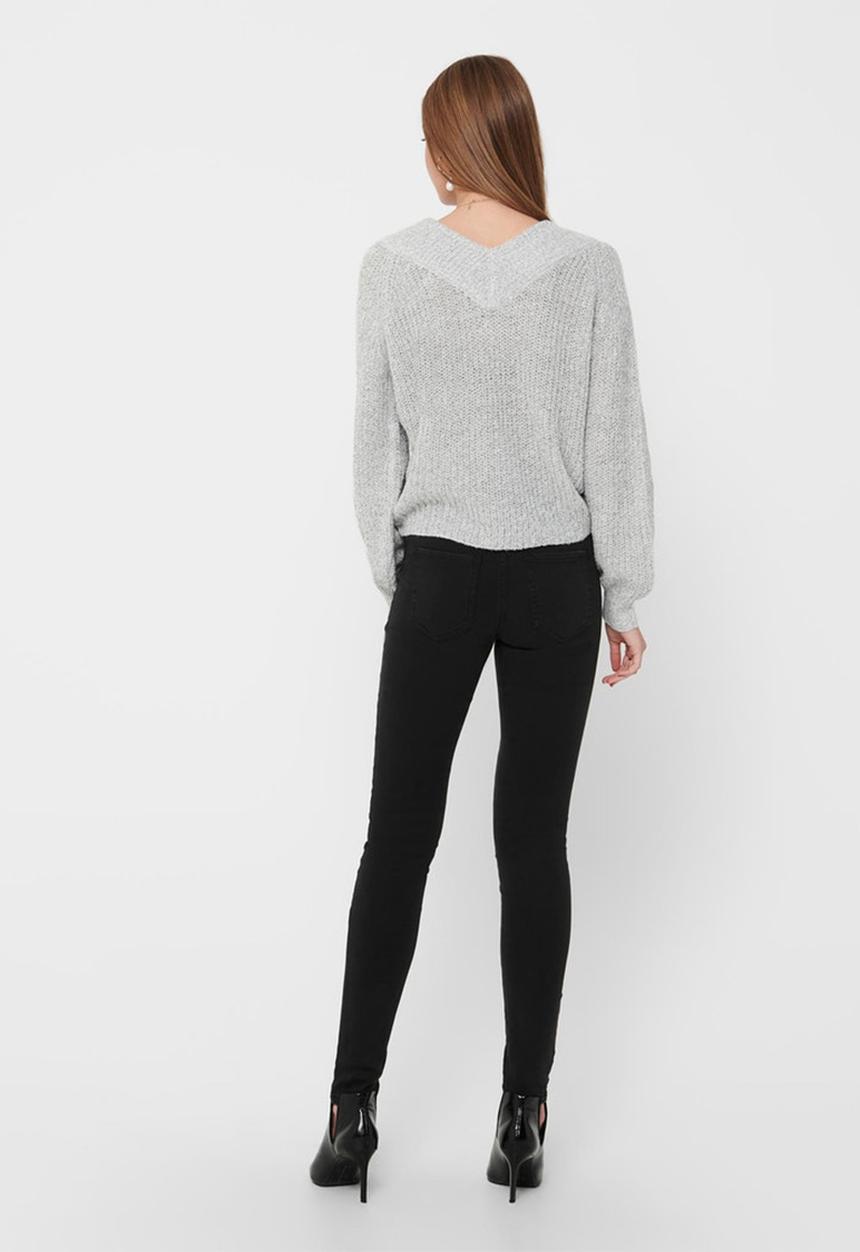 Jacqueline de Yong - Nolia megan long sleeve off-shoulder pullover - grey