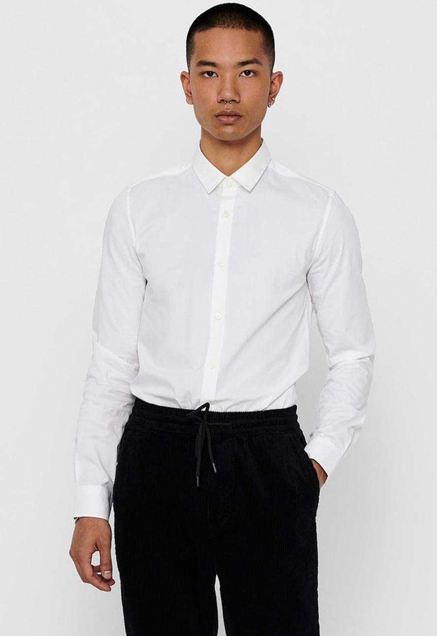 Only & Sons - Alfredo life long sleeve ex-slim shirt - white