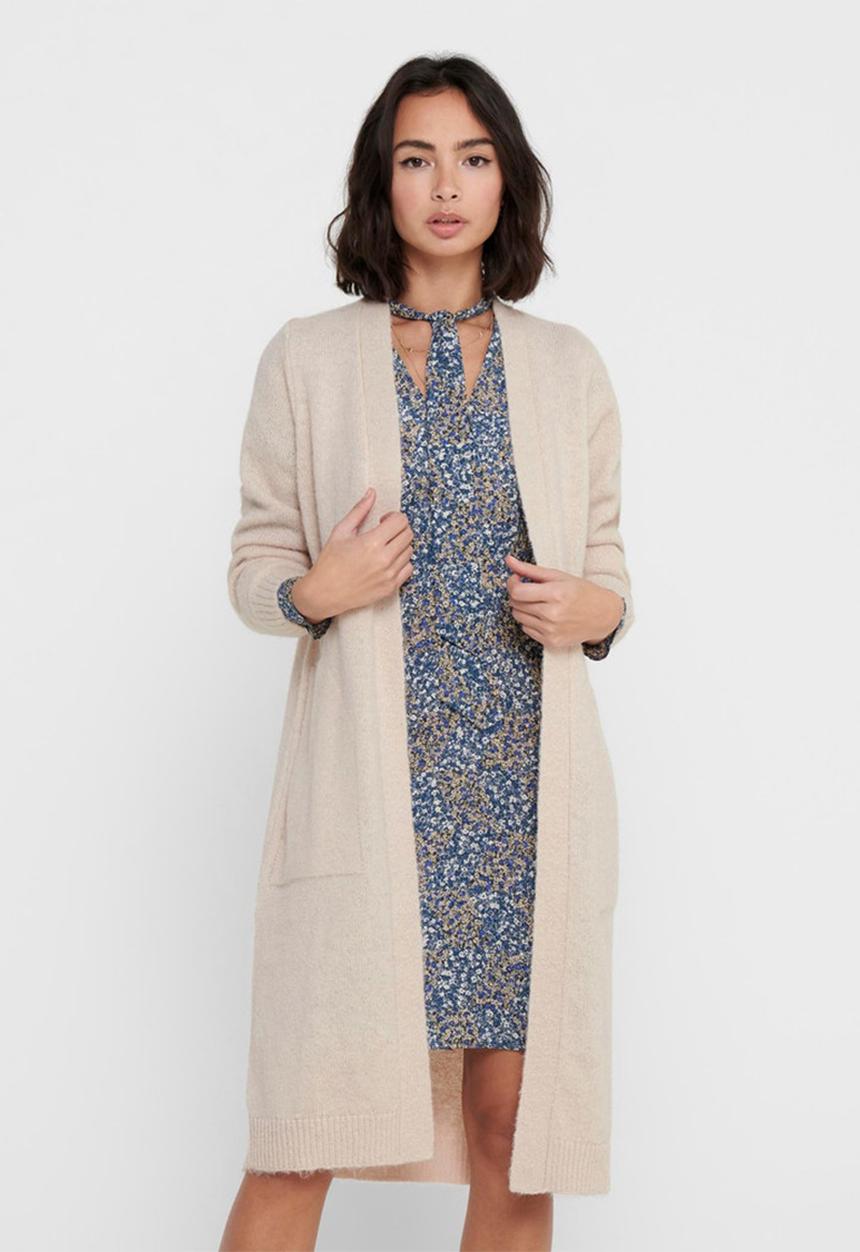 Jacqueline de Yong - Firez long sleeve long cardigan knit - neutral