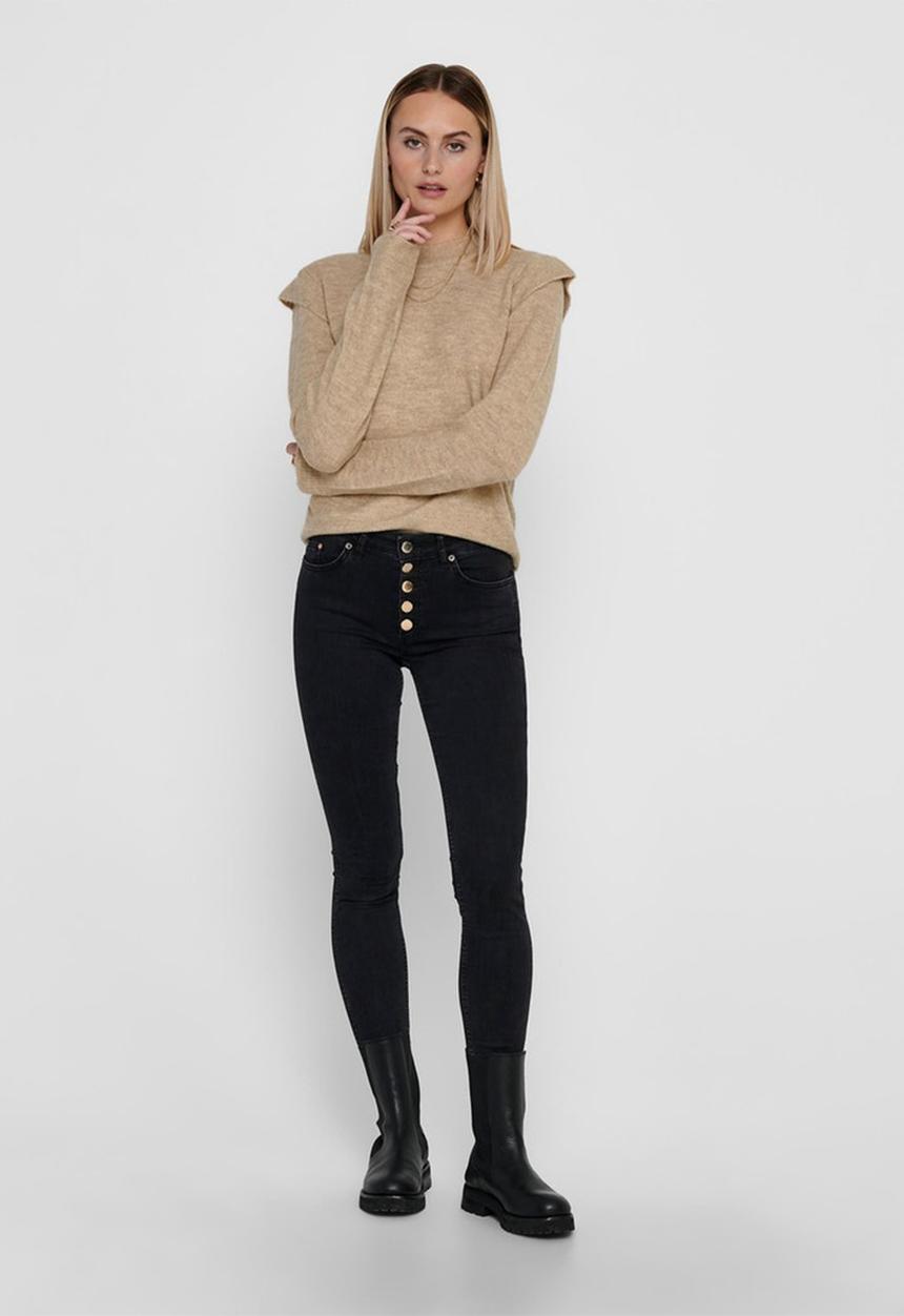 Jacqueline de Yong - Rachel long sleeve pullover knit - oatmeal