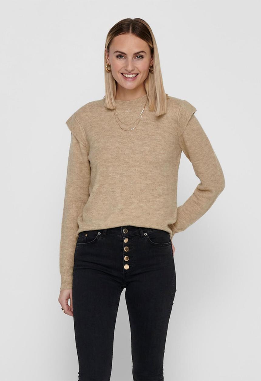 Jacqueline de Yong - Rachel long sleeve pullover knit - oatmeal