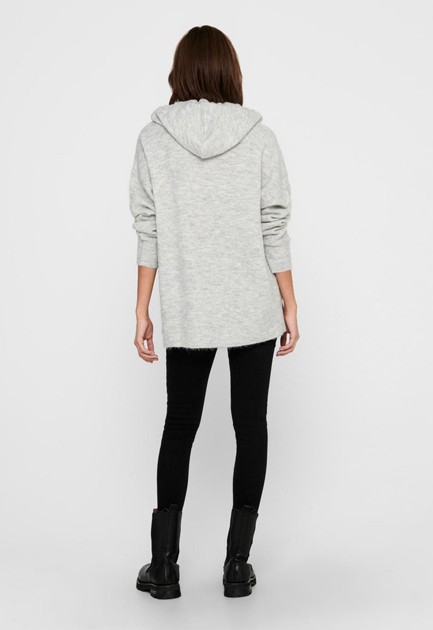 Jacqueline de Yong - Elanor  long sleeve hood pullover knit - grey