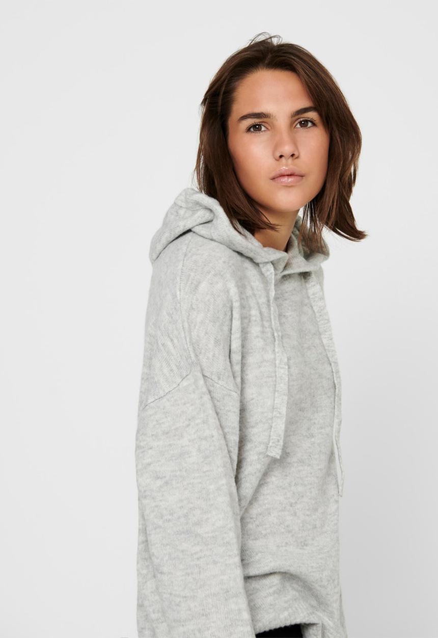 Jacqueline de Yong - Elanor  long sleeve hood pullover knit - grey