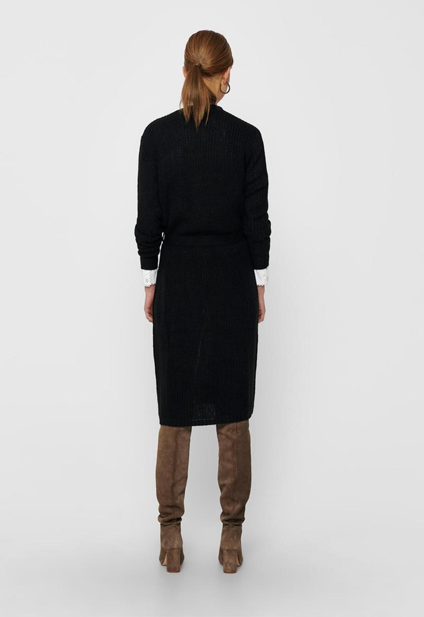 Jacqueline de Yong - Gurli long sleeve belt cardigan knit - black