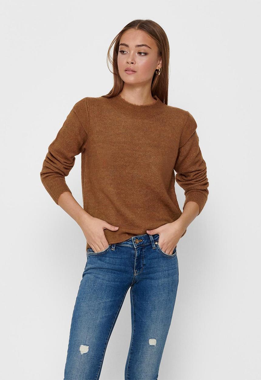 Jacqueline de Yong - Rachel long sleeve pullover knit - brown