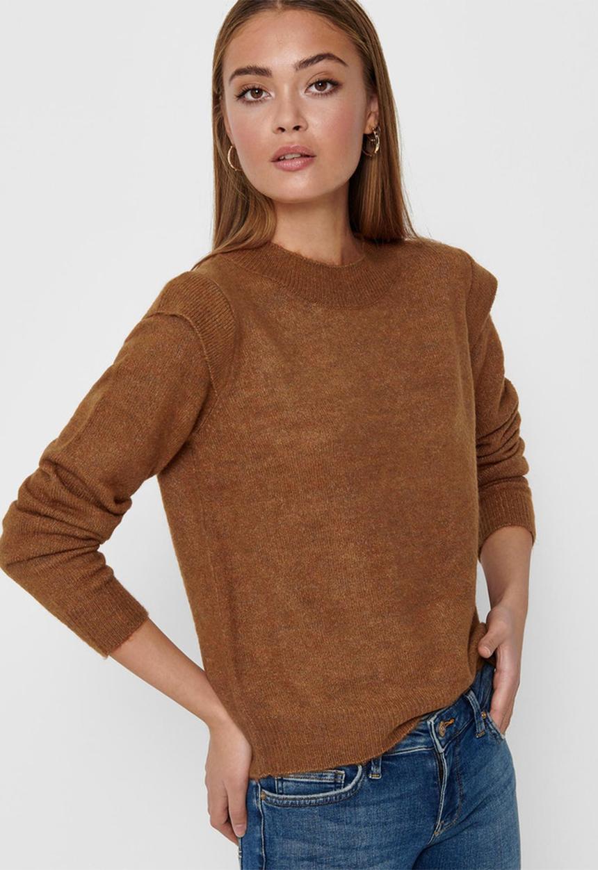 Jacqueline de Yong - Rachel long sleeve pullover knit - brown