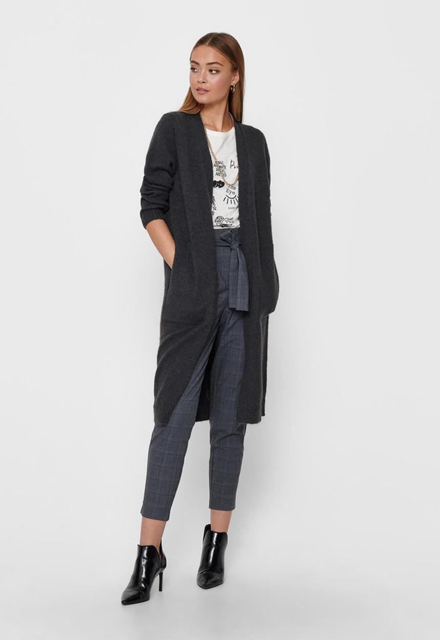 Jacqueline de Yong - Firez long sleeve long cardigan knit - grey