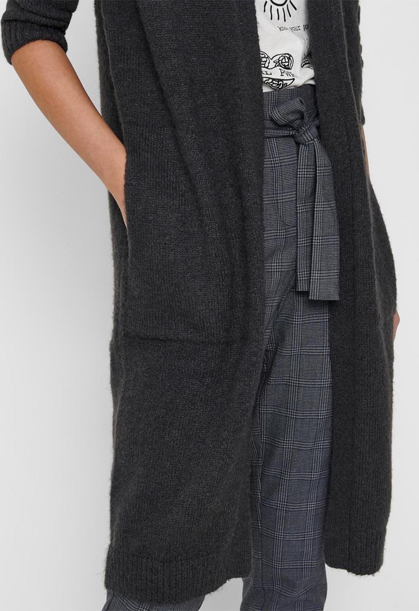 Jacqueline de Yong - Firez long sleeve long cardigan knit - grey