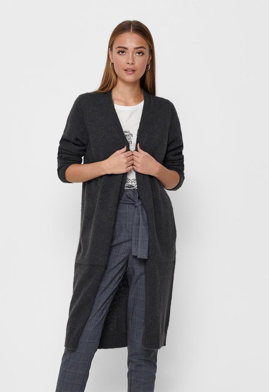 Jacqueline de Yong - Firez long sleeve long cardigan knit - grey
