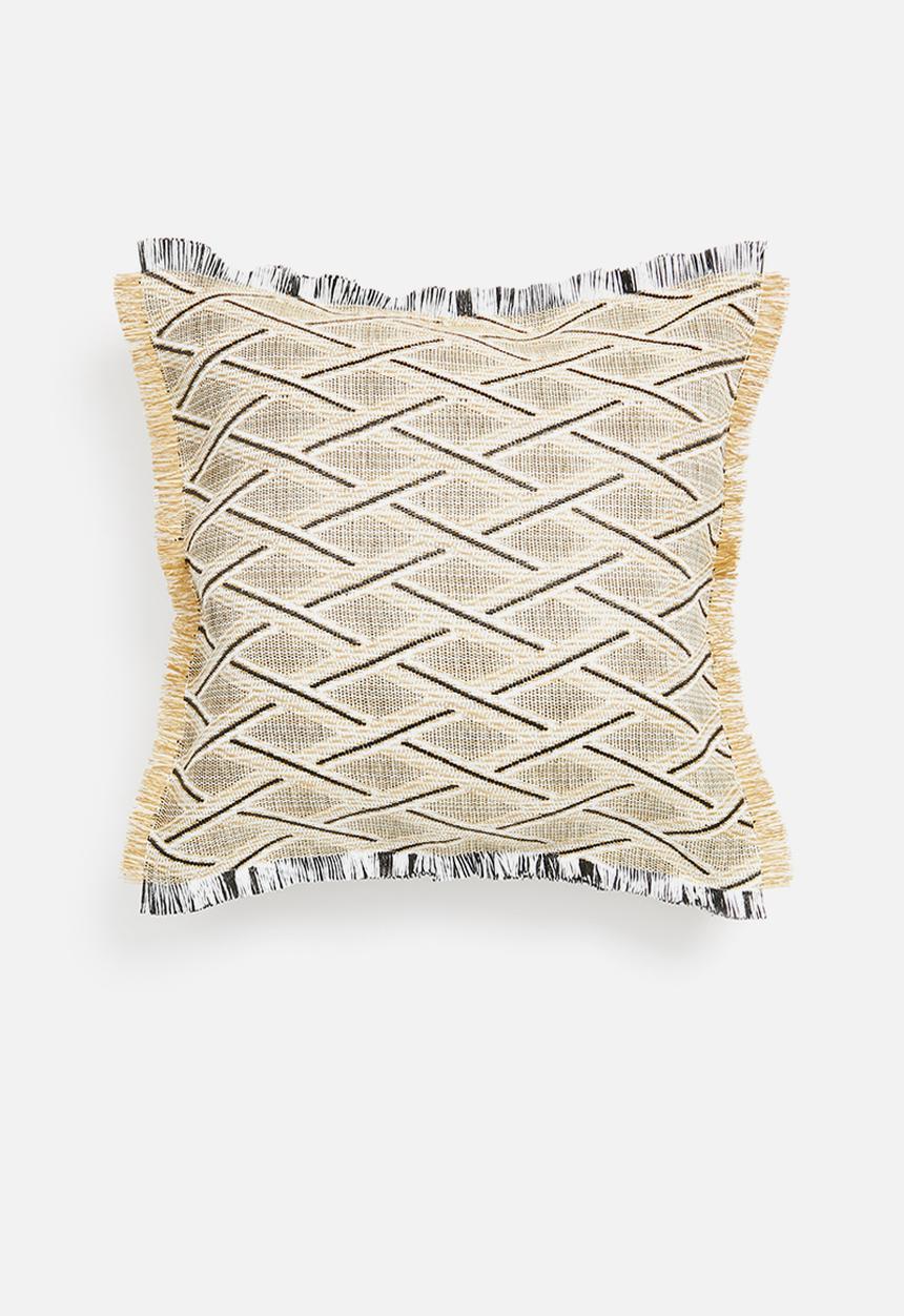 Sixth Floor - Coron raffia outdoor cushion - grey & natural