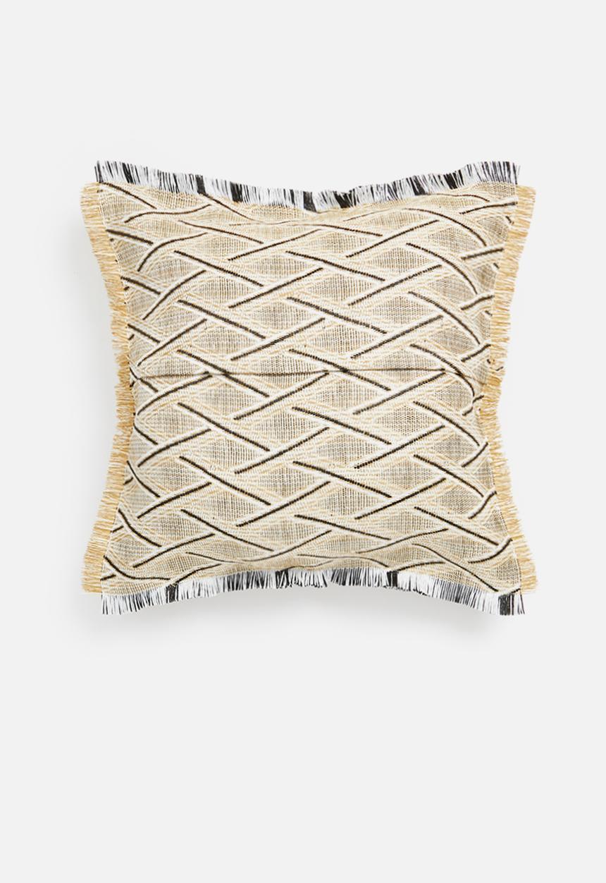 Sixth Floor - Coron raffia outdoor cushion - grey & natural