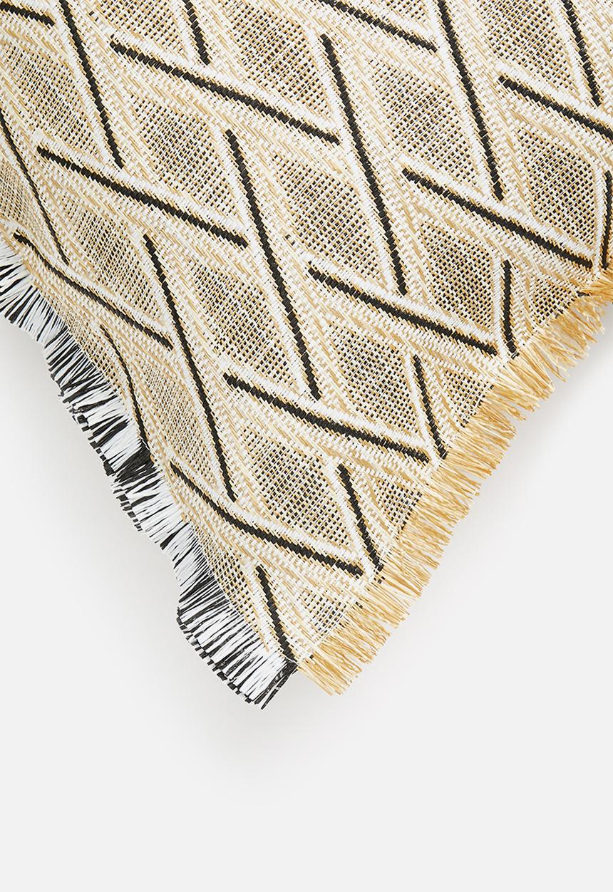 Sixth Floor - Coron raffia outdoor cushion - grey & natural