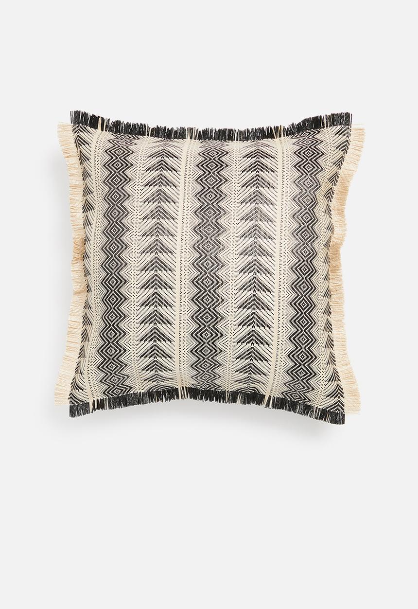 Sixth Floor - Paros raffia outdoor cushion cover - black & natural