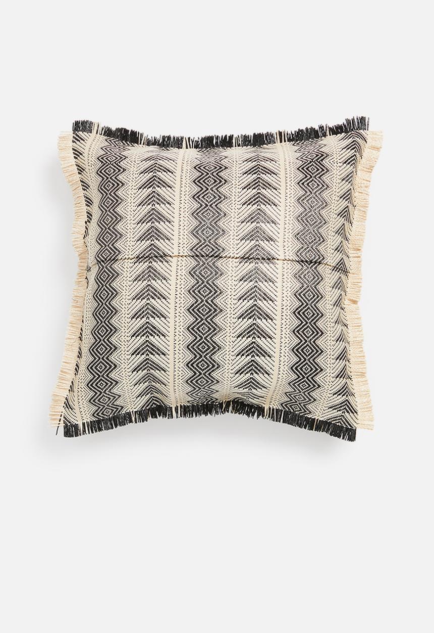 Sixth Floor - Paros raffia outdoor cushion cover - black & natural