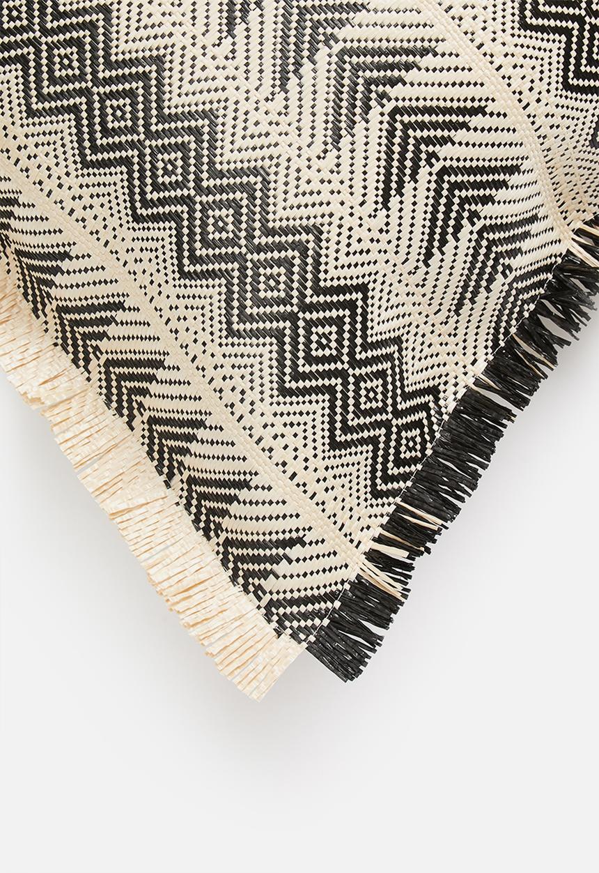 Sixth Floor - Paros raffia outdoor cushion cover - black & natural