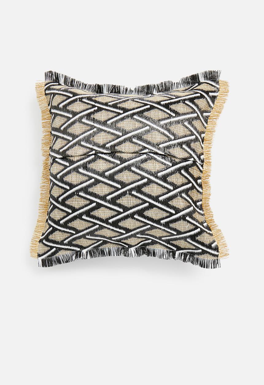 Sixth Floor - Coron raffia outdoor cushion - black & natural