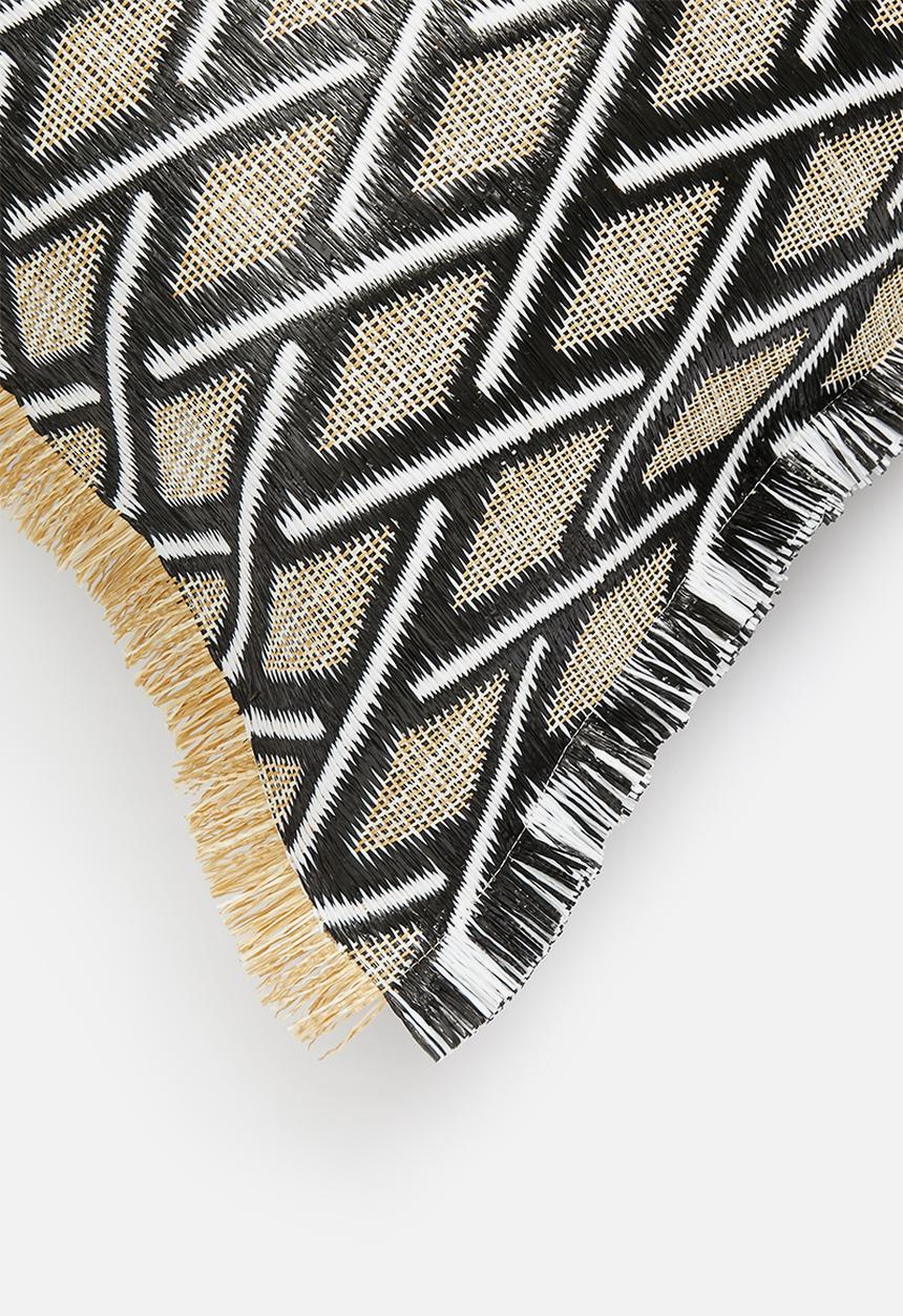 Sixth Floor - Coron raffia outdoor cushion - black & natural