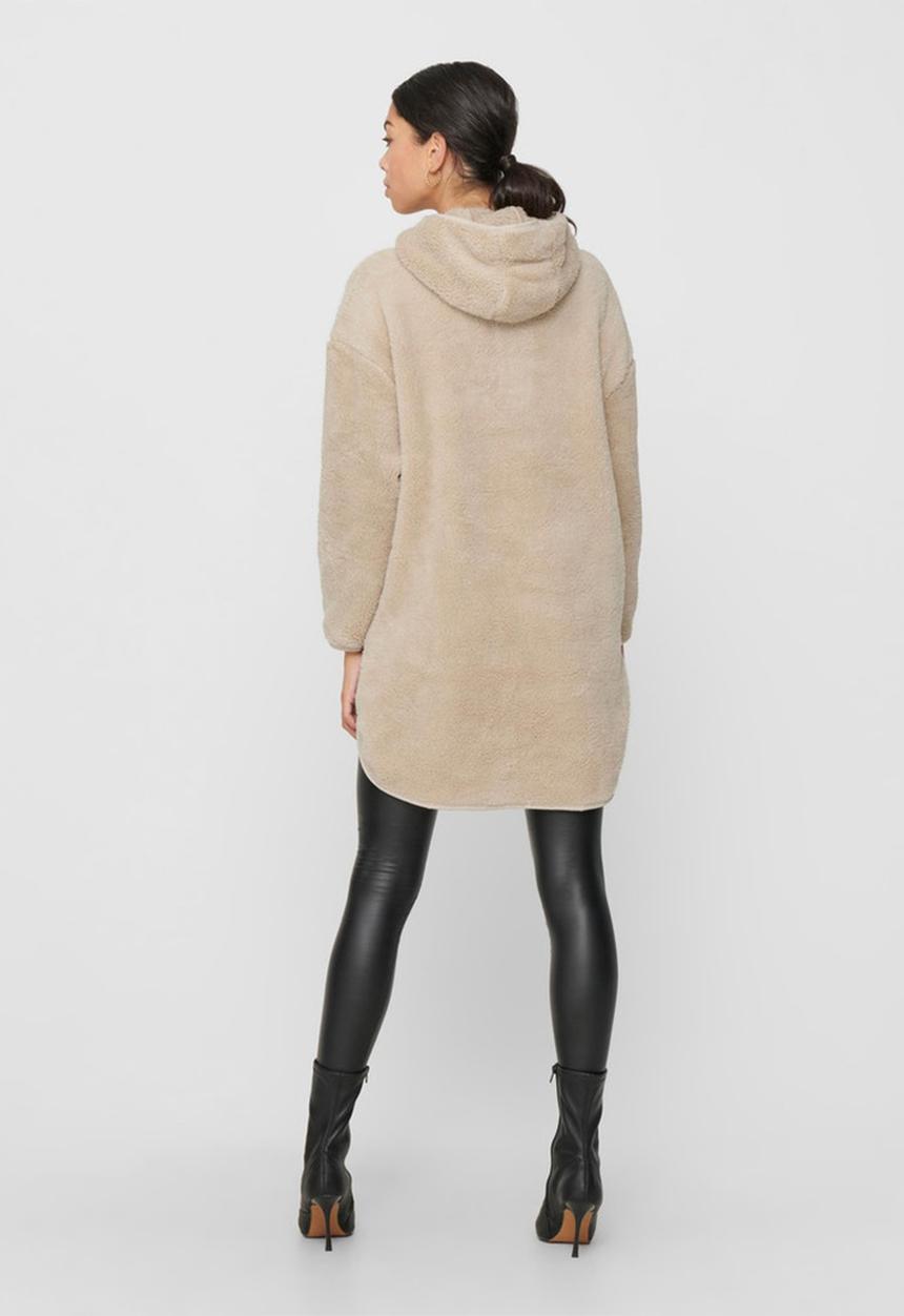 ONLY - Henrietta long sleeve long half zip teddy - pumice stone