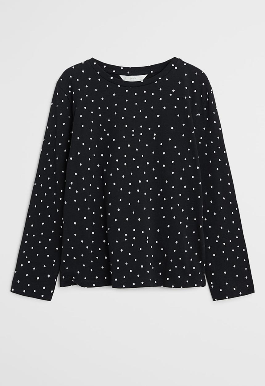 MANGO - Basicap polkadot tee - black