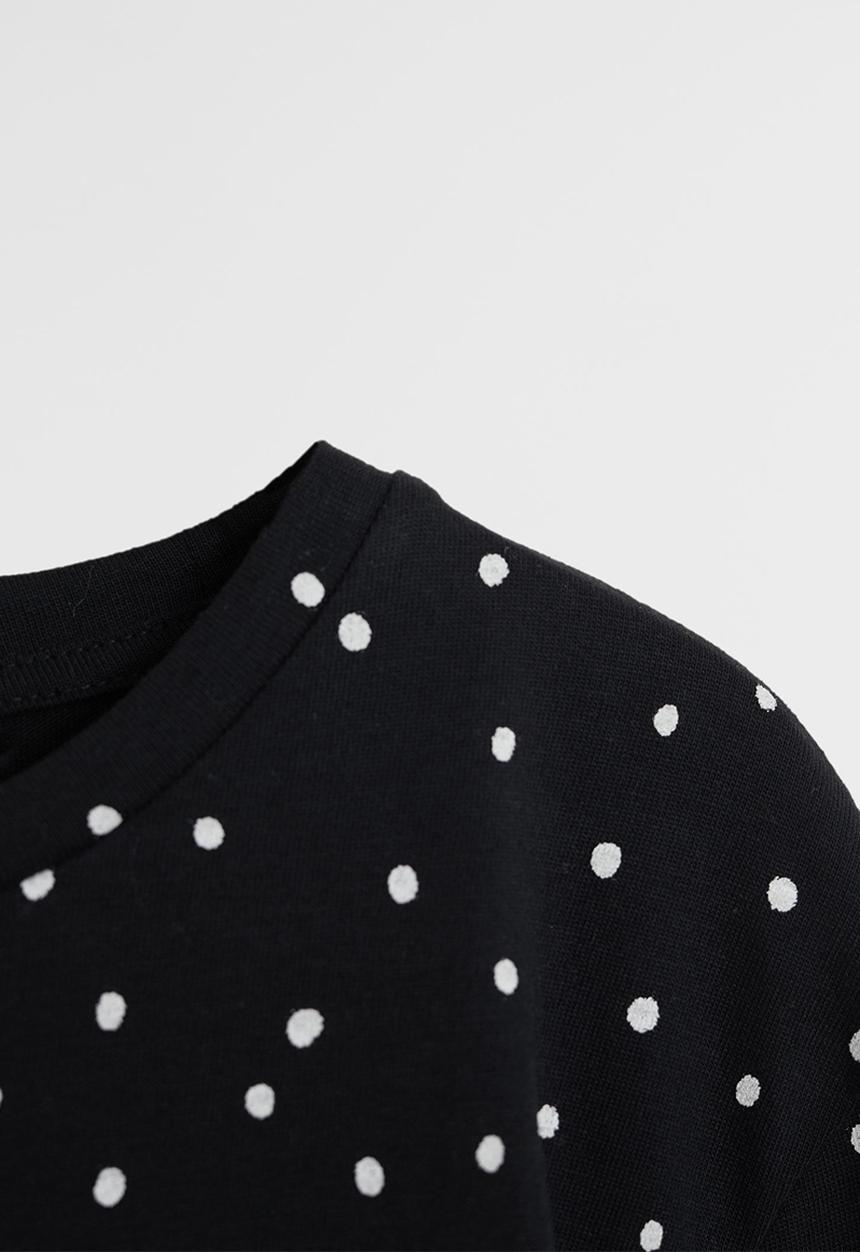 MANGO - Basicap polkadot tee - black