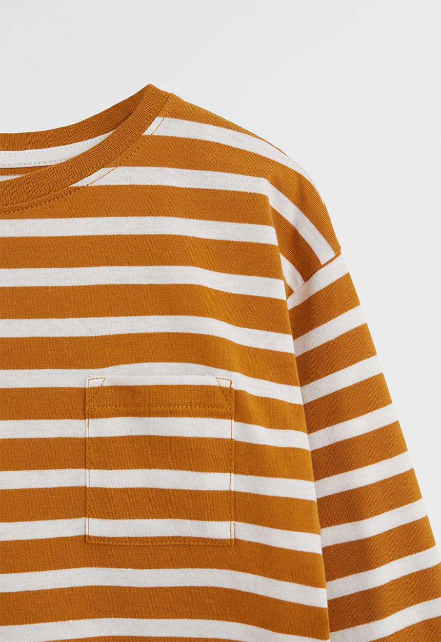 MANGO - Rayas long sleeve tee - brown & white 