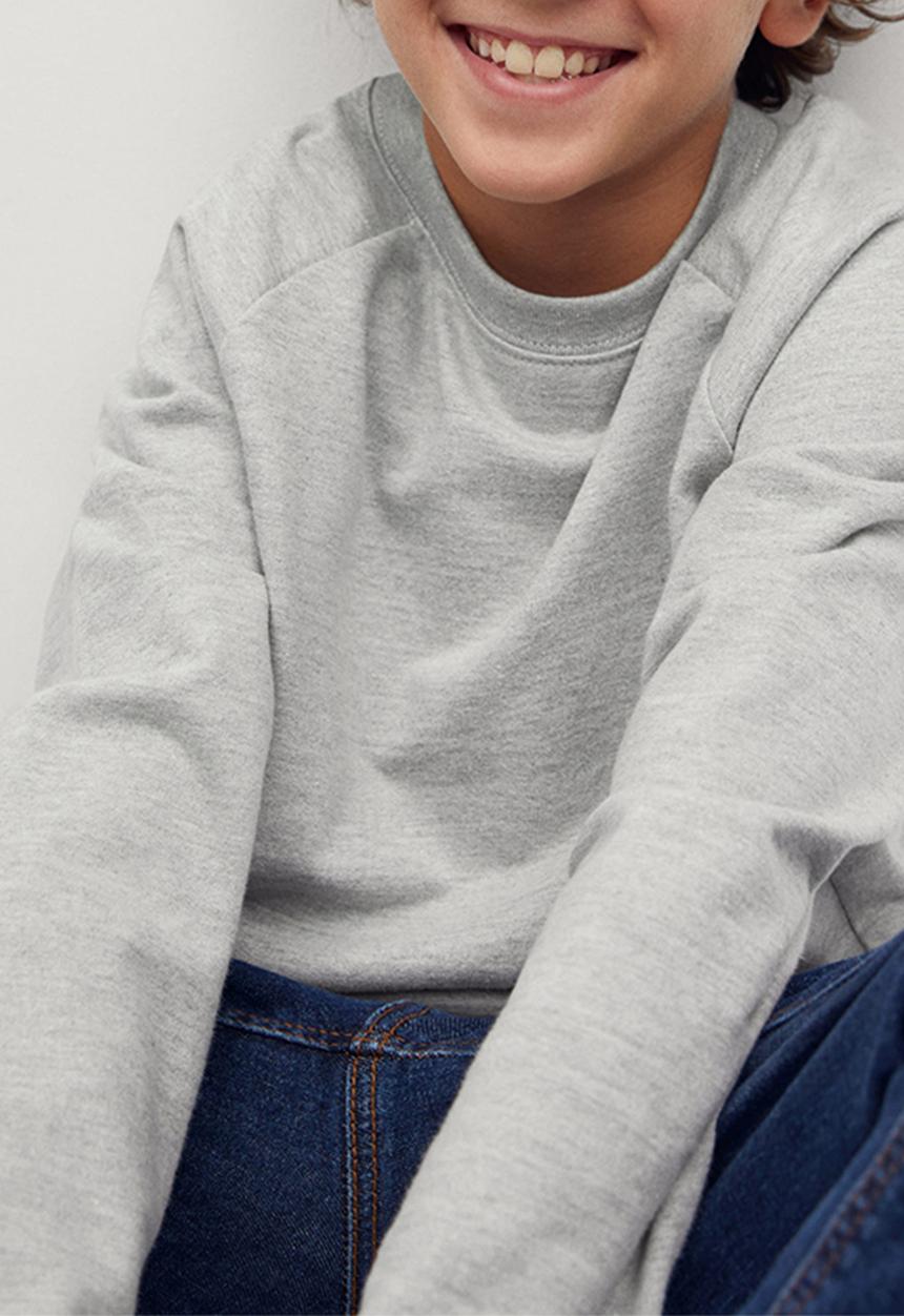 MANGO - Basic crew neck sweatshirt - grey