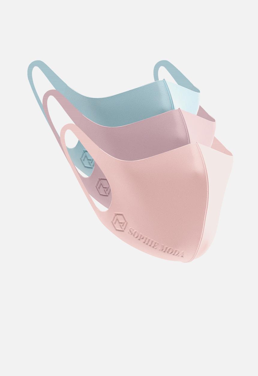 Sophie Moda - 3 pack fashion mask - pink/lilac/blue