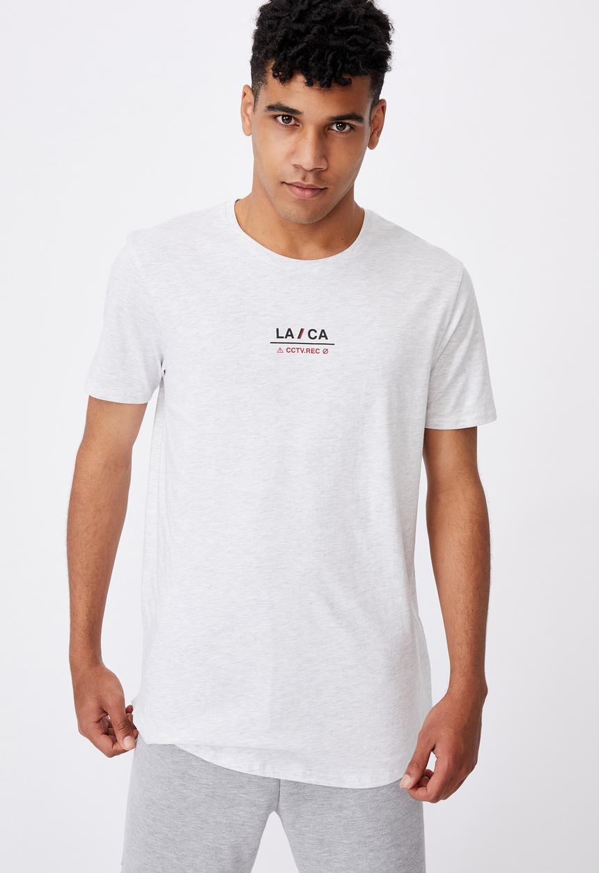 Factorie - Curved graphic t shirt - silver marle