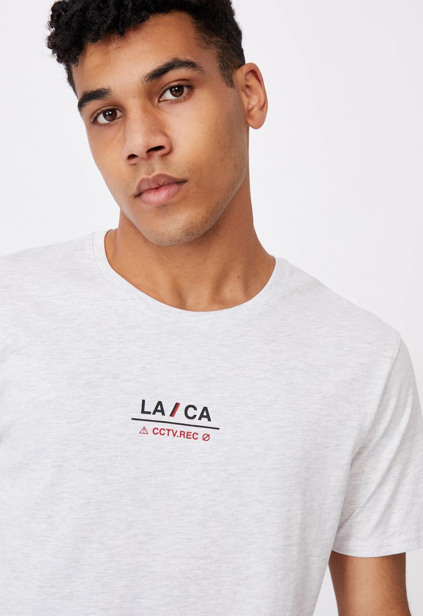 Factorie - Curved graphic t shirt - silver marle