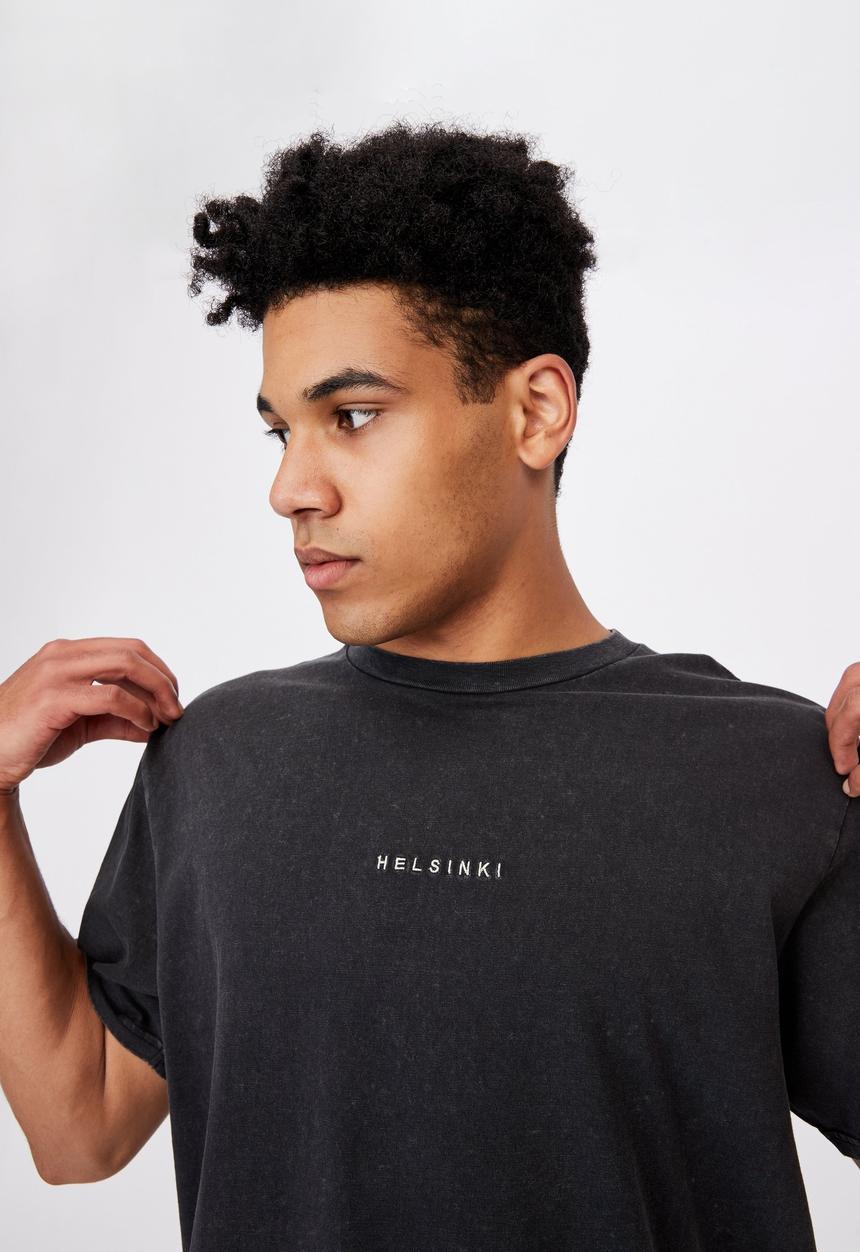 Factorie - Regular graphic t shirt - washed black
