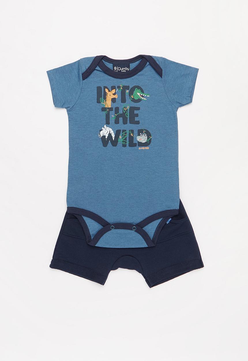 Quimby - Boys bodysuit & shorts set - navy blue