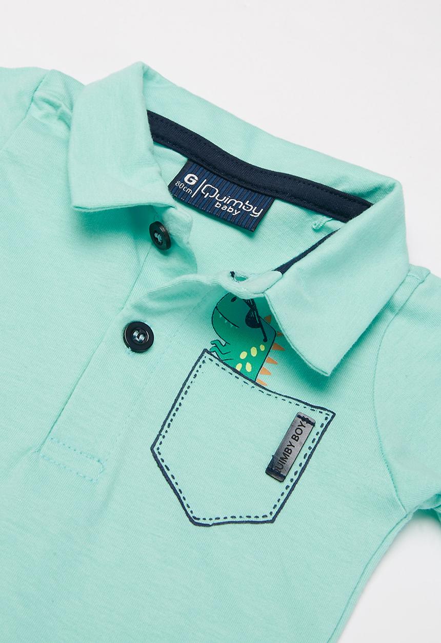 Quimby - Boys golfer & shorts set - light blue & grey 