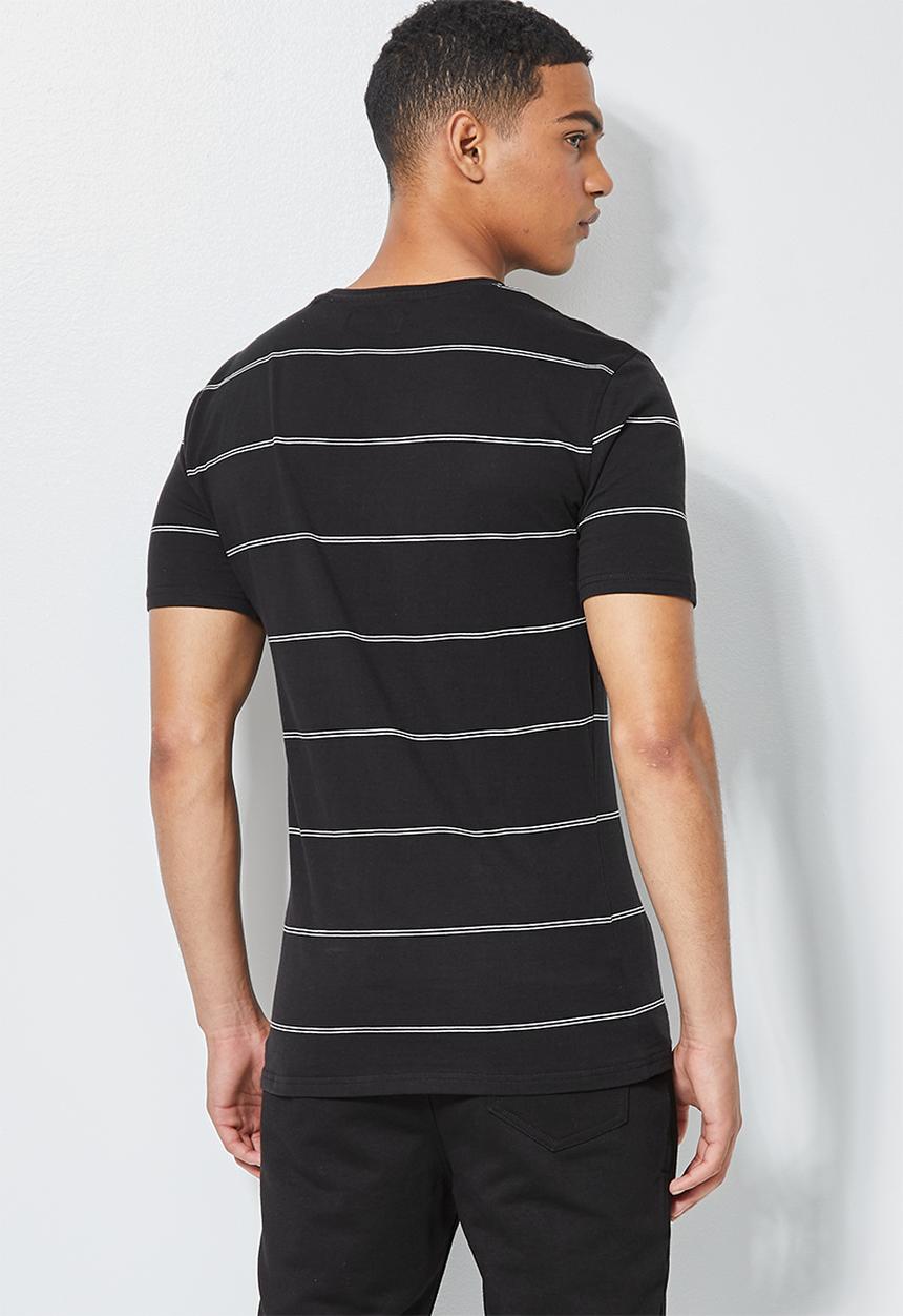 Superbalist - Nate short sleeve horizontal stripe tee - black & white