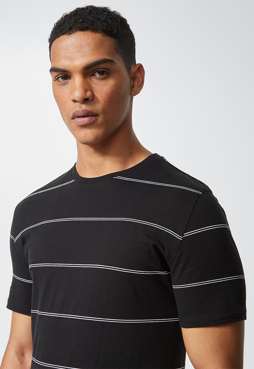 Superbalist - Nate short sleeve horizontal stripe tee - black & white