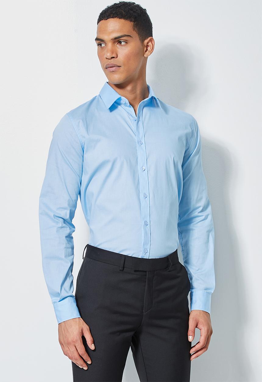 Superbalist - Jos slim fit long sleeve shirt - blue 