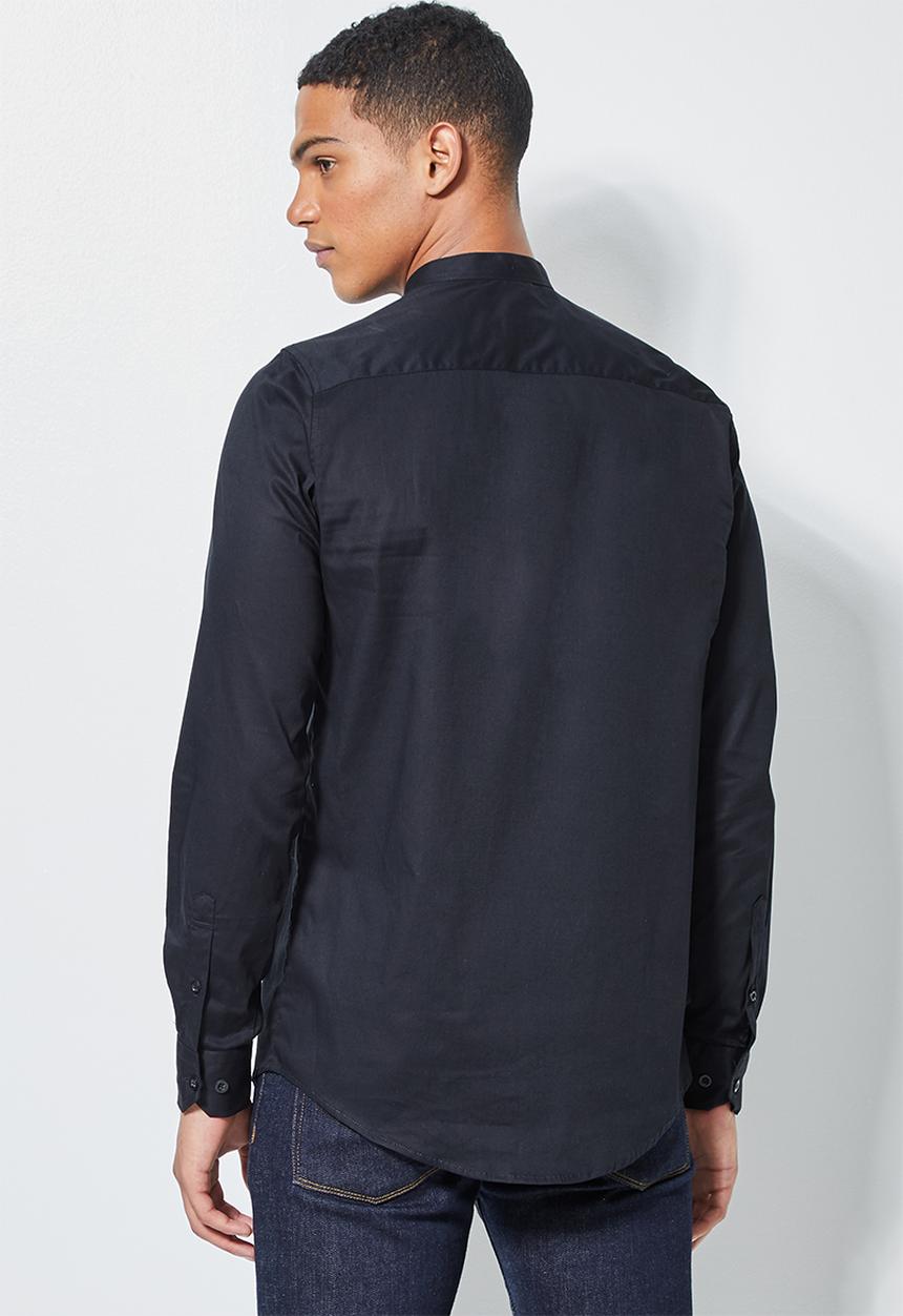 Superbalist - Wu slim stretch mandarin shirt - navy 