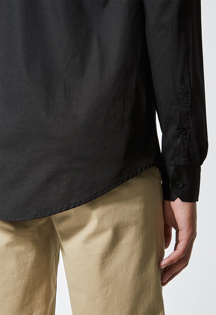 Superbalist - Wu slim stretch mandarin shirt - black