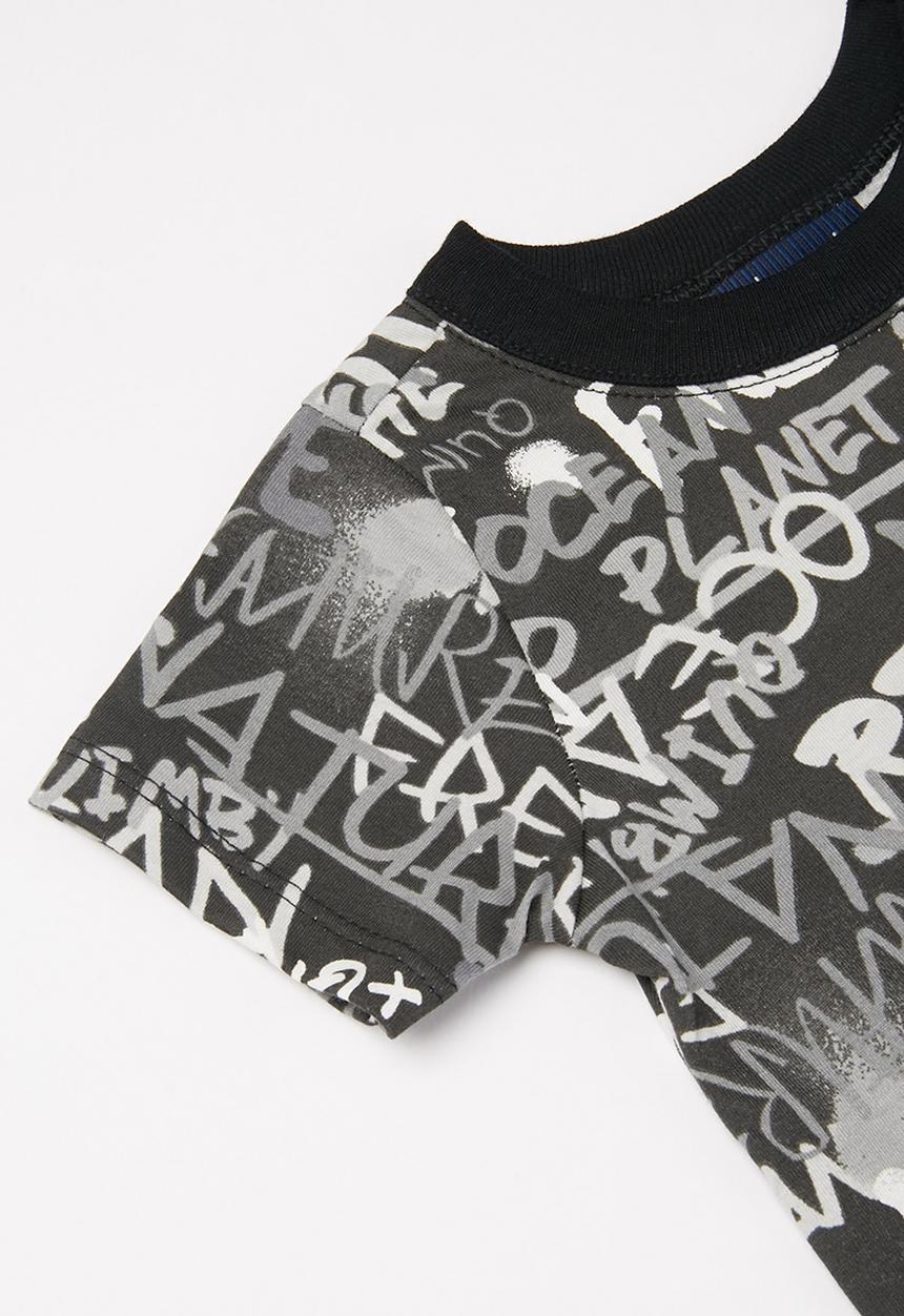 Quimby - Baby boys printed romper - black & grey 