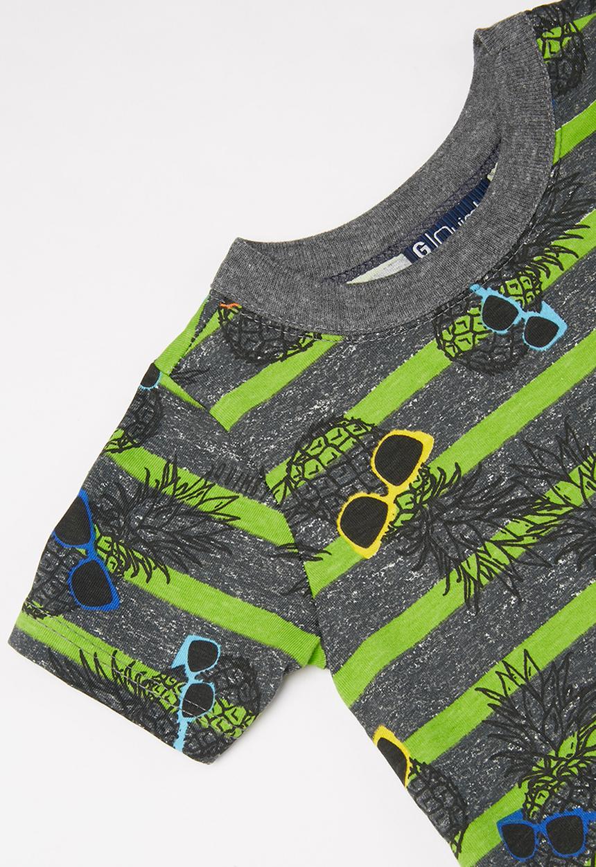 Quimby - Baby boys printed romper - grey & green 