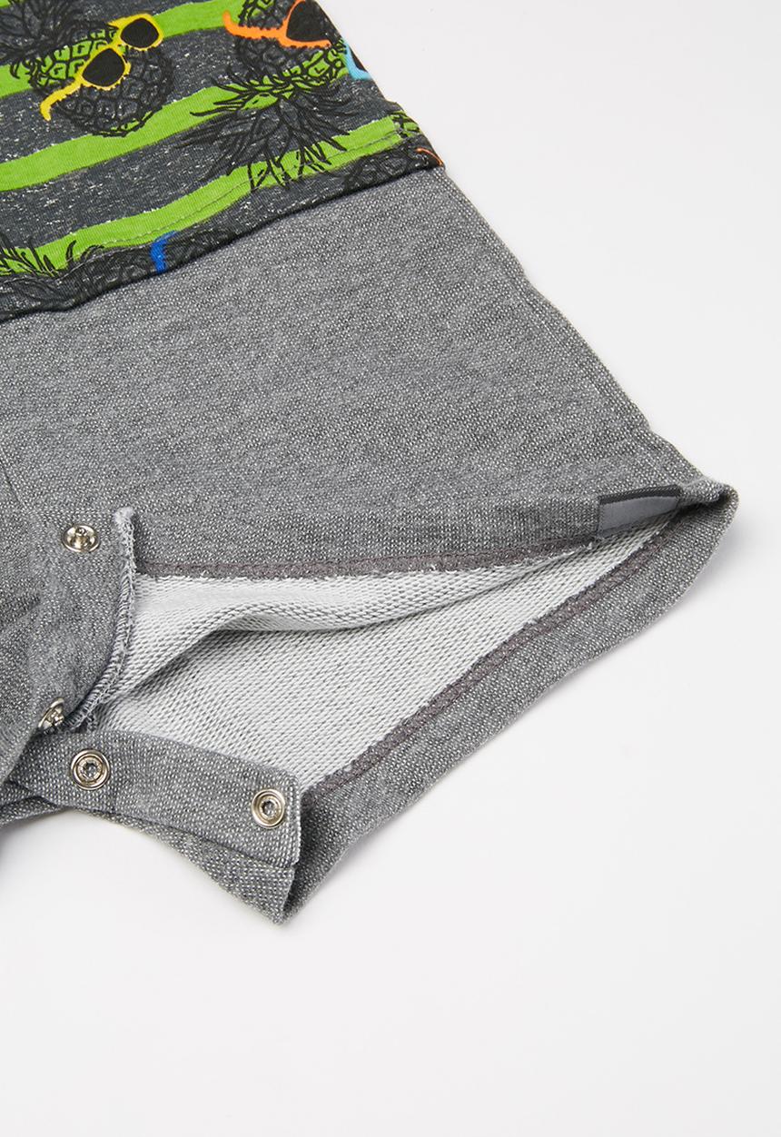 Quimby - Baby boys printed romper - grey & green 
