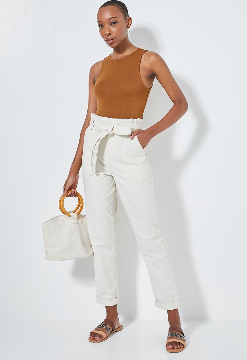 Superbalist - 2 Pack hi neck cutaway bodysuit - tobacco & white