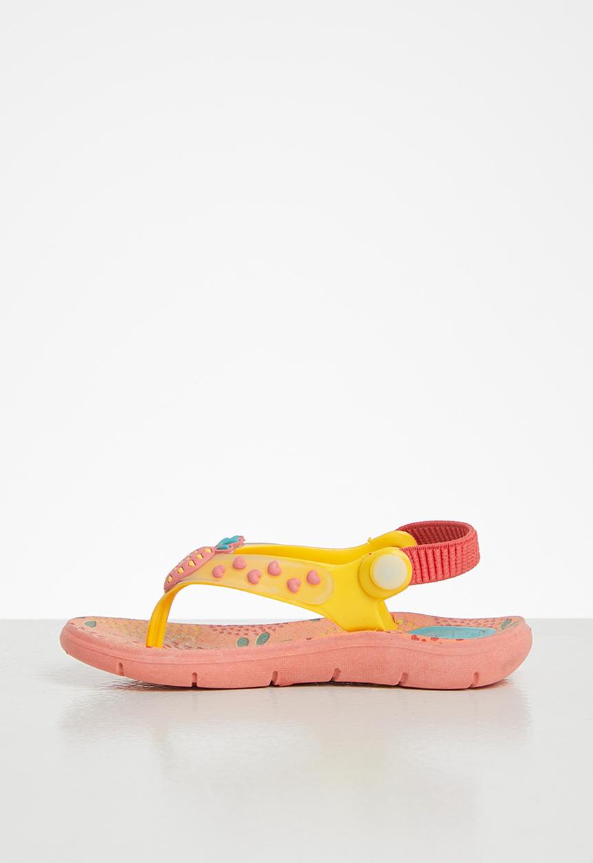 Klin - Aqua print sandal - coral & yellow