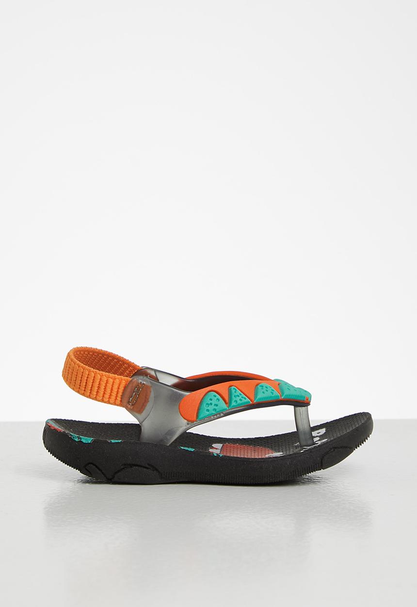 Klin - Aqua print sandal - black & orange