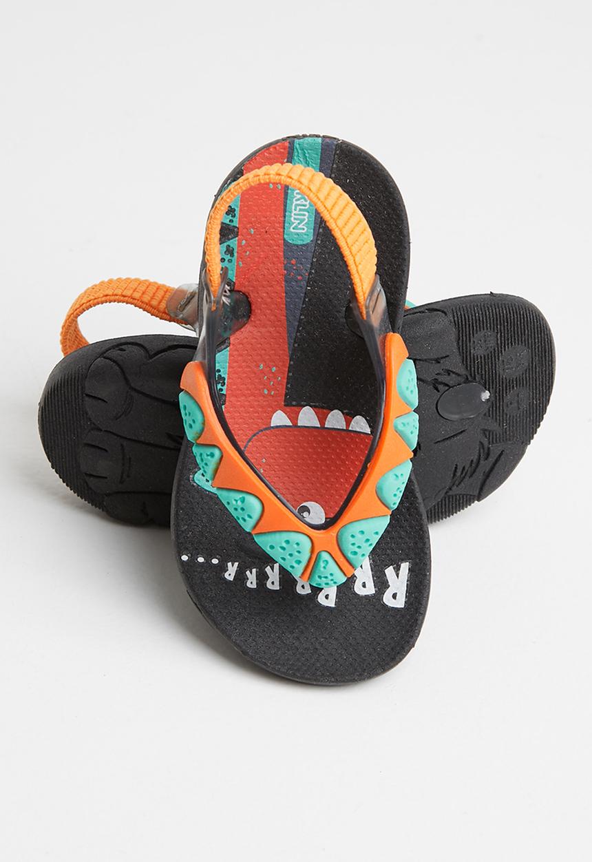 Klin - Aqua print sandal - black & orange