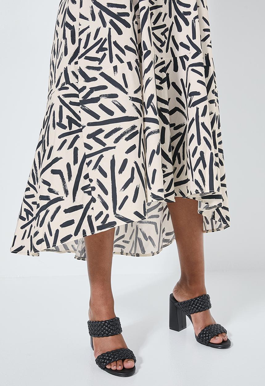 Superbalist - Hi neck trapeze dress - white marker print