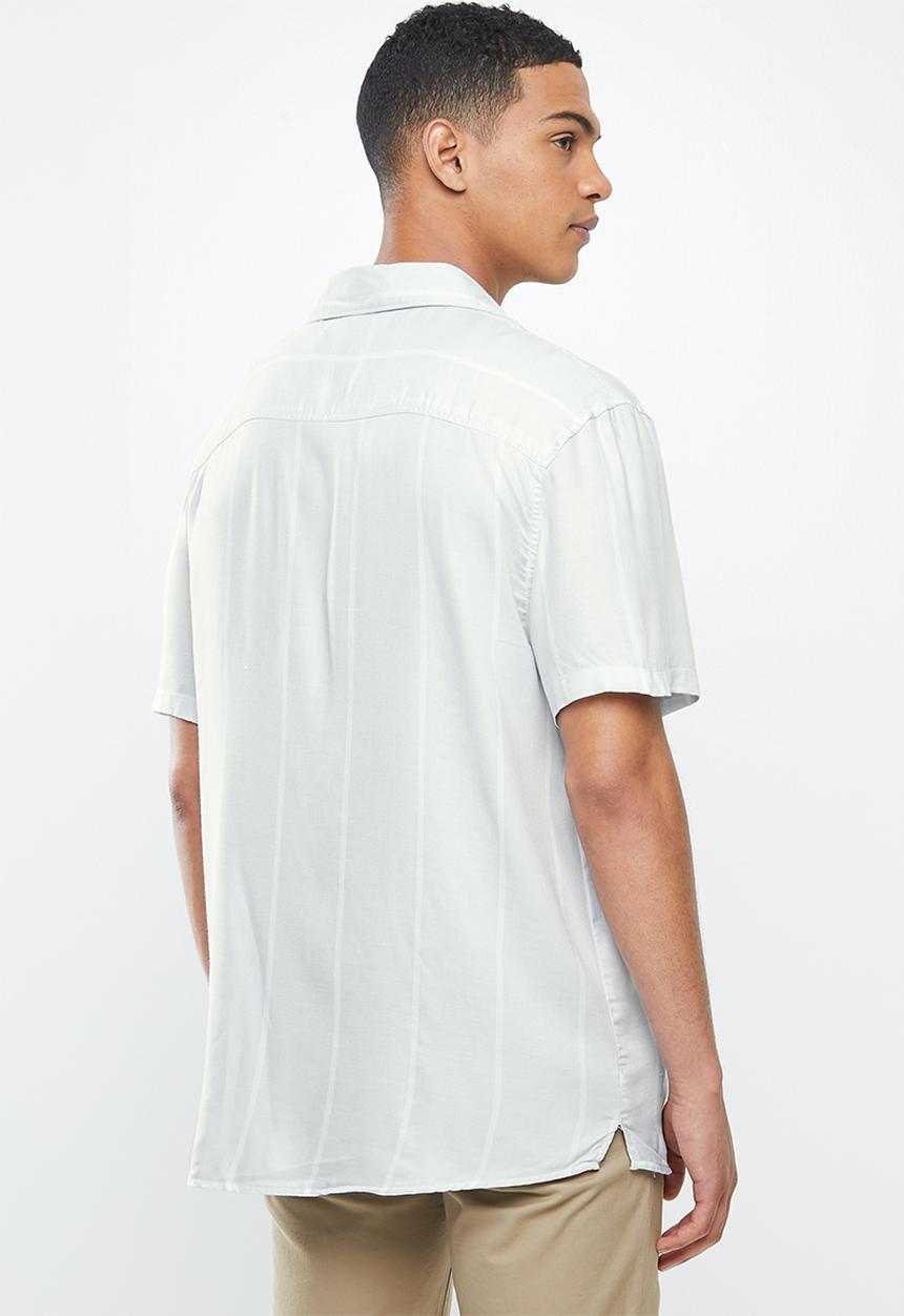 Cotton On - Textured short sleeve shirt - grey & white 