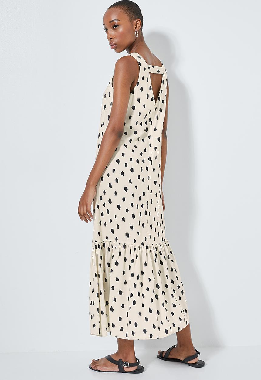 Superbalist - V-back tiered dress - neutral & black 